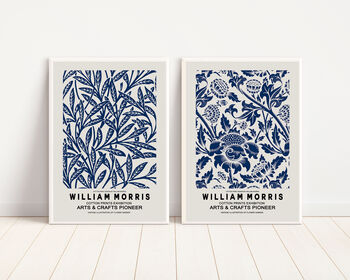 William Morris Set Of Two Blue Prints, 2 of 3