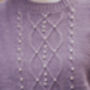 Lilac Cable Knit Pearl Embellished Jumper, thumbnail 3 of 4