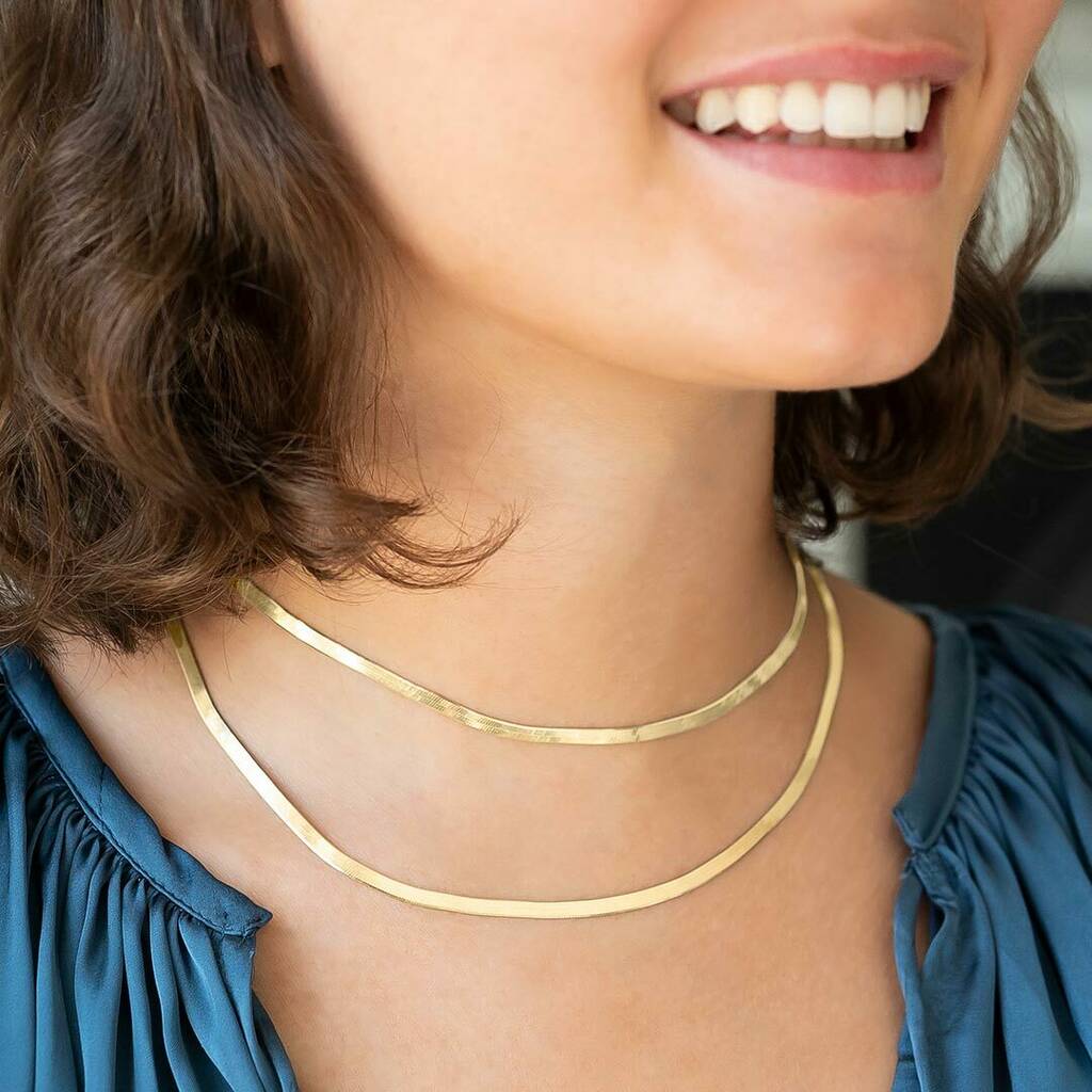 Edie Personalised Layer Herringbone Chain Necklace, 1 of 5