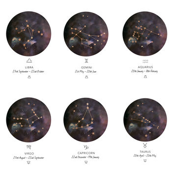 Starsign Zodiac Constellations Art Print, 5 of 7