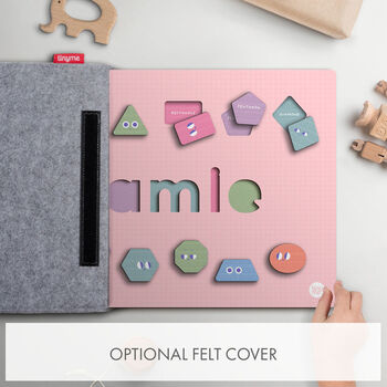 Personalised Pink Jumbo Shapes Wooden Name Puzzle, 3 of 5
