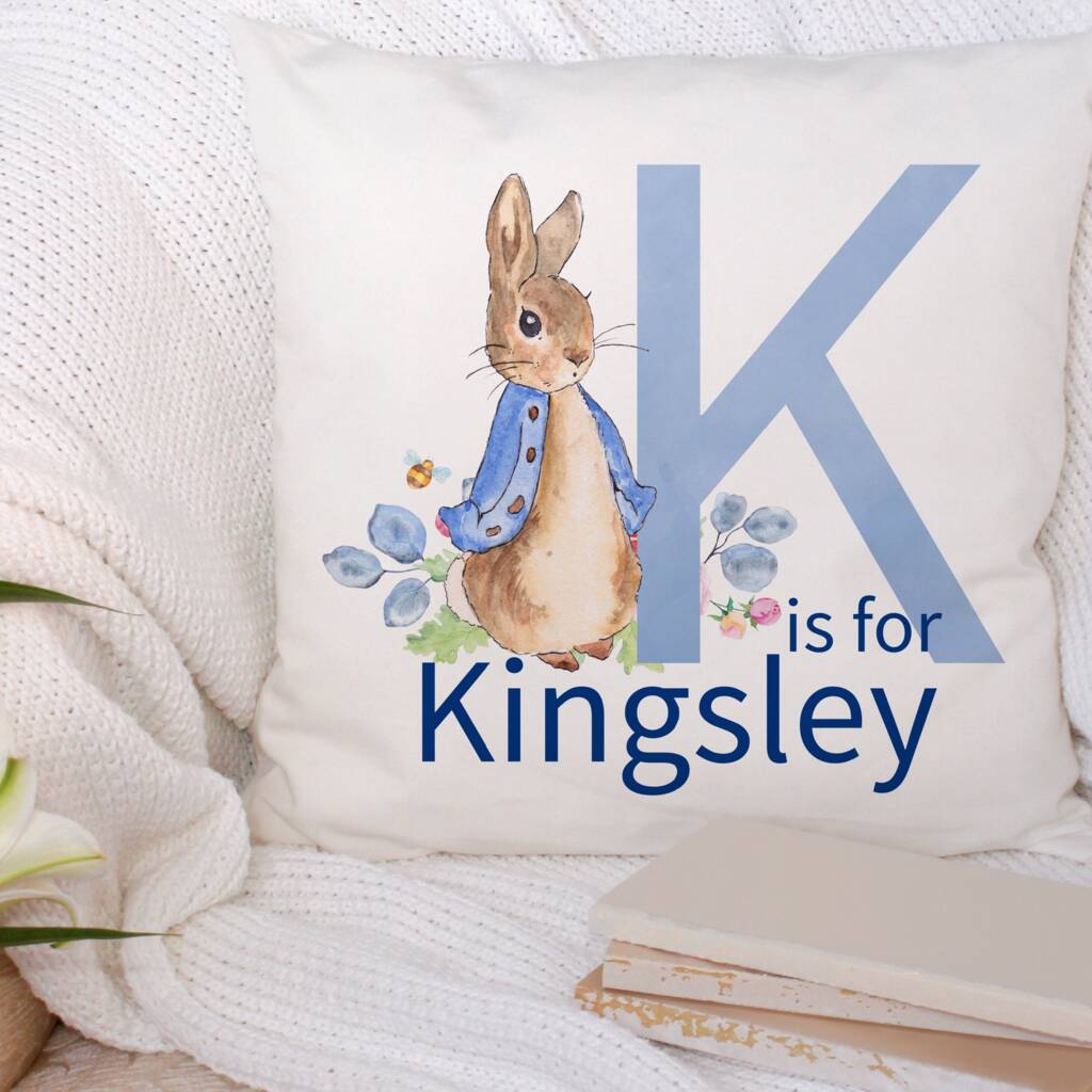 Personalised Peter Rabbit Letter Cushion, 1 of 3