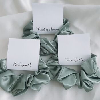 Bridesmaid Sage Green Satin Scrunchie, 2 of 2