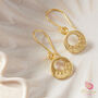 Tiny Matte Gold And Silver Detailed Circle Drop Earrings, thumbnail 7 of 10