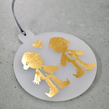 Couples Personalised Christmas Elf Tree Decoration, 2 of 11