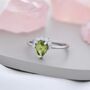 Genuine Pear Cut Peridot Crown Ring In Sterling Silver, thumbnail 4 of 12