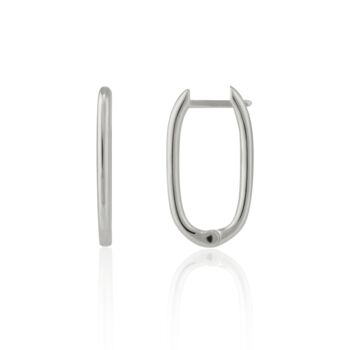 Oval Rectangular Oblong Hoop Earrings Sterling Silver, 3 of 4