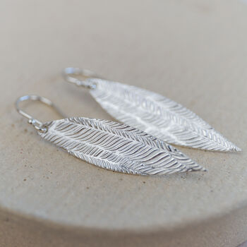 Sterling Silver Textured Palm Earrings, 2 of 8