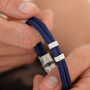 Personalised Men’s Navy Cord Silver Story Bracelet, thumbnail 1 of 3