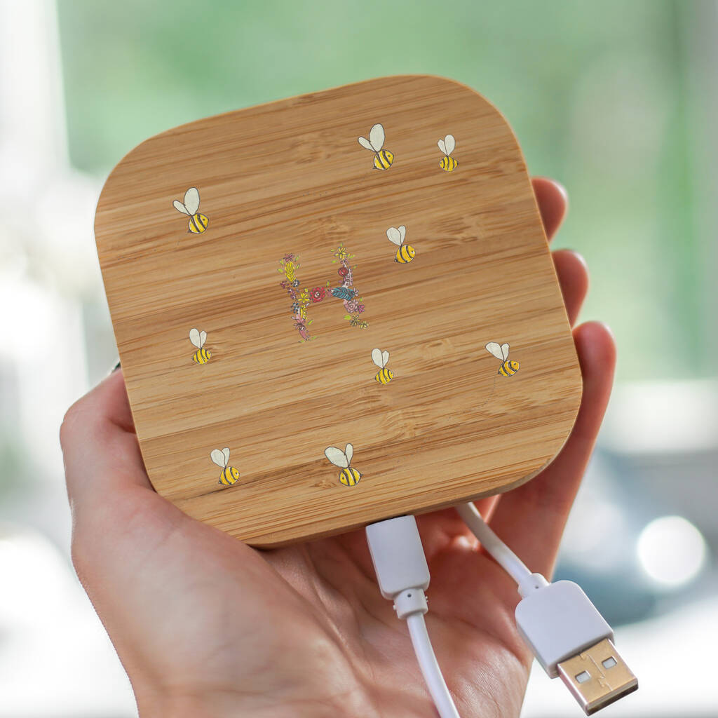 Personalised Bees And Fully Floral Wireless Charger