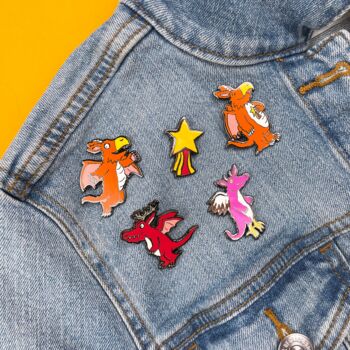 Zog Golden Star Enamel Pin Badge, 2 of 2