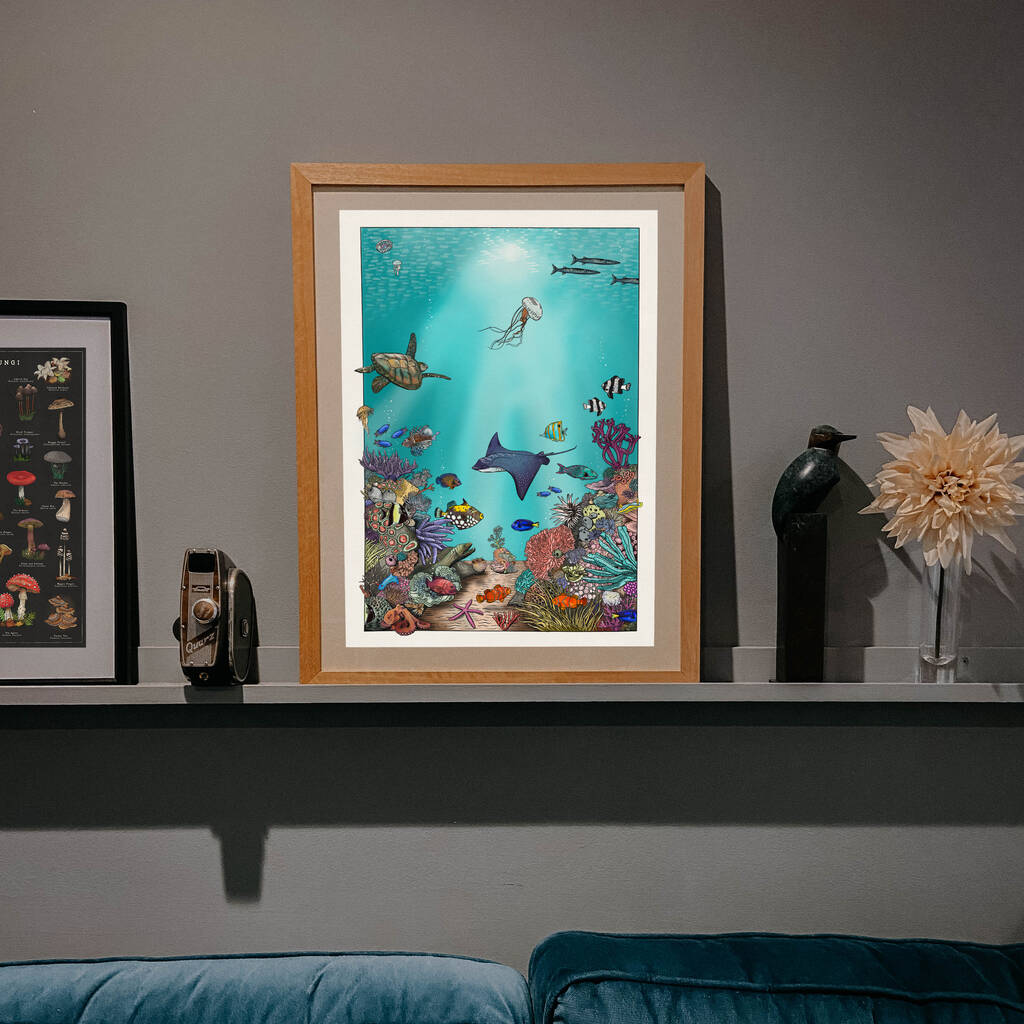 Coral Reef Art Print By Lást Maps | notonthehighstreet.com