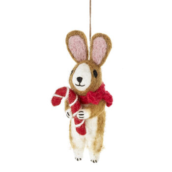 Handmade Felt Cinnamon The Rabbit Christmas Decoration, 2 of 6