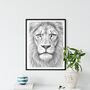 Majestic Lion Portrait Wildlife A4 Print, thumbnail 1 of 4