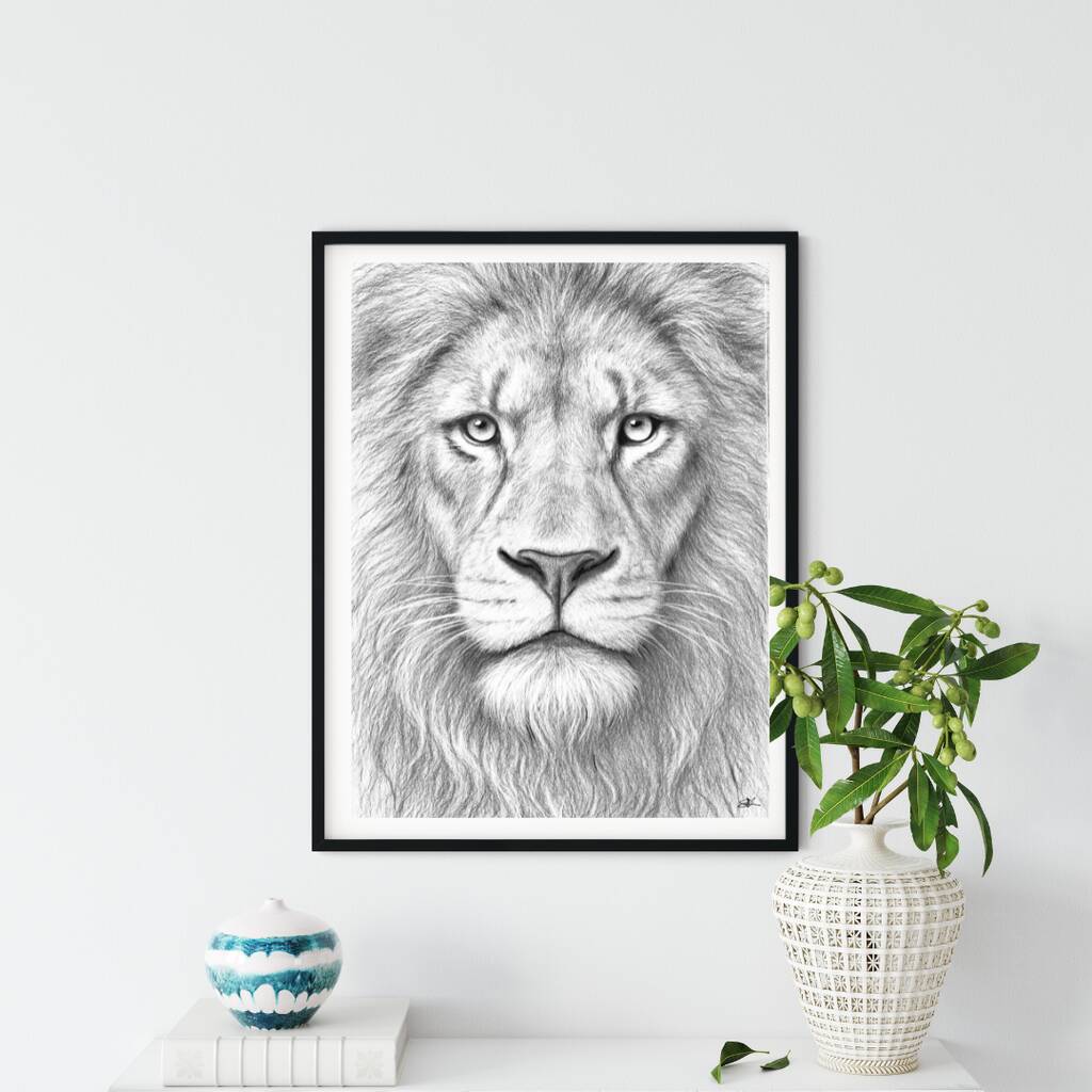 Majestic Lion Portrait Wildlife A4 Print, 1 of 4