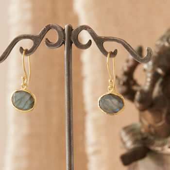 Citrine Hammered Gold Plated Silver Drop Earrings, 5 of 10