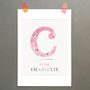 Floral Personalised Initial And Name Print, thumbnail 4 of 12