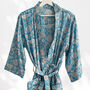 Blue Bird And Flower Print Cotton Dressing Gown Kimono, thumbnail 2 of 2