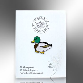 Mallard Duck Animal Enamel Pin Badge, 4 of 8