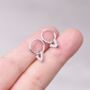 Silver Initials Hoop Earrings, Initial V Earrings, Pave Hoops, thumbnail 1 of 7