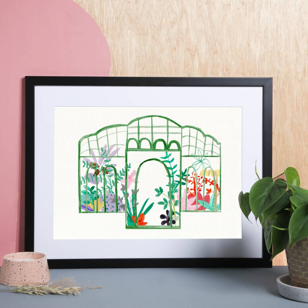 Botanical Floral Green Glasshouse Art Print, 1 of 2