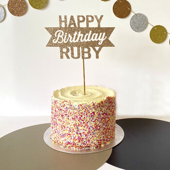 Personalised Happy Birthday Glitter Cake Topper, 4 of 5