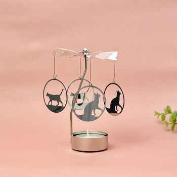 Cute Cat Tealight Carousel Candle Holder Cat Gift, 2 of 12