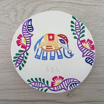 Personalised Bright Elephant Clay Trinket Dish, 3 of 4
