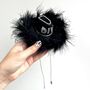 Black Feather Trim Diva Dog Hat, thumbnail 2 of 5