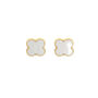 Mother Of Pearl Small Clover Stud In 14 K Gold Plate, thumbnail 1 of 4
