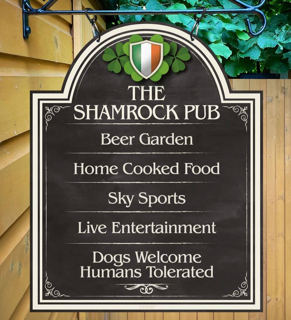 Shamrock Inn Personalised Home Pub Sign Man Cave Sign, 1 of 9