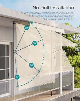 Manual Retractable Awning With Adjustable Height, 5 of 7