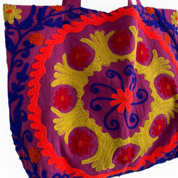 Embroidered Suzani Bag In Purple, 7 of 12