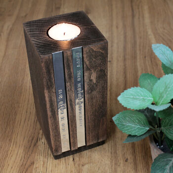 Personalised Wood And Copper Candle Holder, 8 of 11
