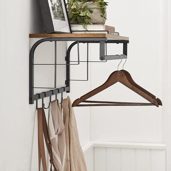 Brown Rack Shelf Wall Mounted Hook, 7 of 9