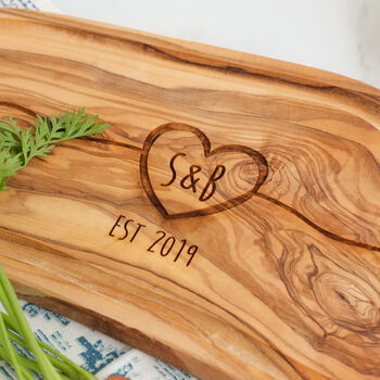 Personalised Couples Initials Heart Chopping Board, 3 of 3