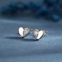 Cz Heart Stud Earrings In Sterling Silver, thumbnail 1 of 12
