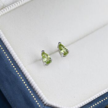 Genuine Peridot Droplet Stud Earrings, 3 of 11