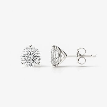 Small Silver Solitaire Diamond Simulant Stud Earrings, 3 of 4