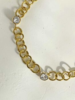 Stardust Diamond Station Gold Chain Link Bracelet, 3 of 6