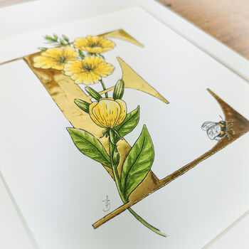 E Is For Evening Primrose Illuminated Botanical Print, 2 of 5