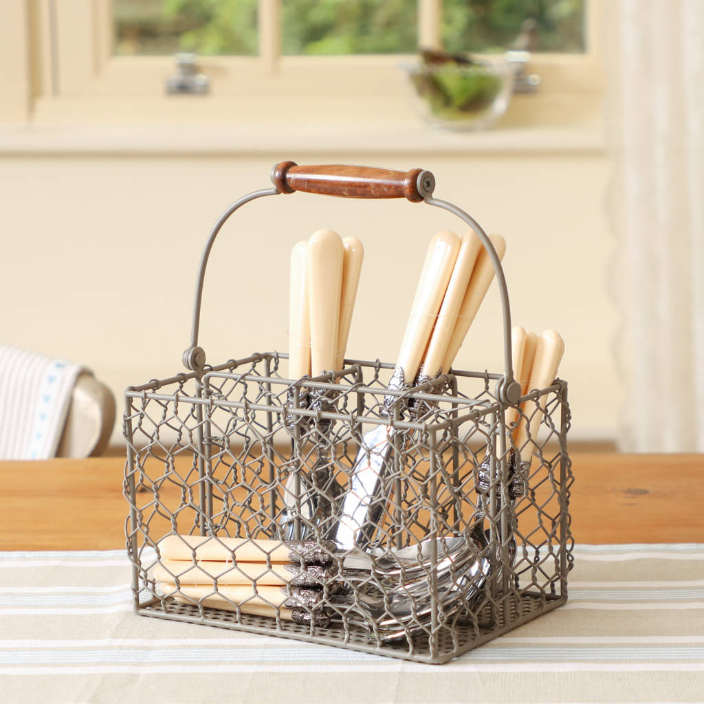 grey farmhouse cutlery caddy by dibor