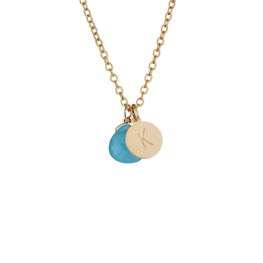 March birthstone gold necklace Clearance