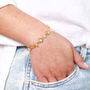 Semi Precious Pink Clam Charm Bracelet In Gold Plating, thumbnail 3 of 4