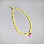 Buttermilk Yellow Bead And Pink Heart Necklace, thumbnail 2 of 6