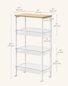 Four Tier Trolley Space Saving Kitchen Cart With Handle, 10 of 12