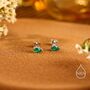 Sterling Silver Extra Tiny Genuine Green Onyx Droplet Stud Earrings, thumbnail 3 of 10