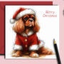 Ruby Cavalier King Charles Spaniel Dog Christmas Card. Dressed Up, thumbnail 1 of 2