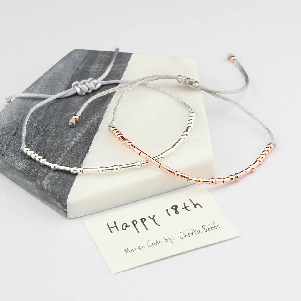 'Happy 18th' Birthday Morse Code Bracelet, 1 of 8