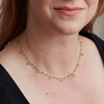 Green Peridot Beaded Gemstone Short Collar Necklace, 3 of 11